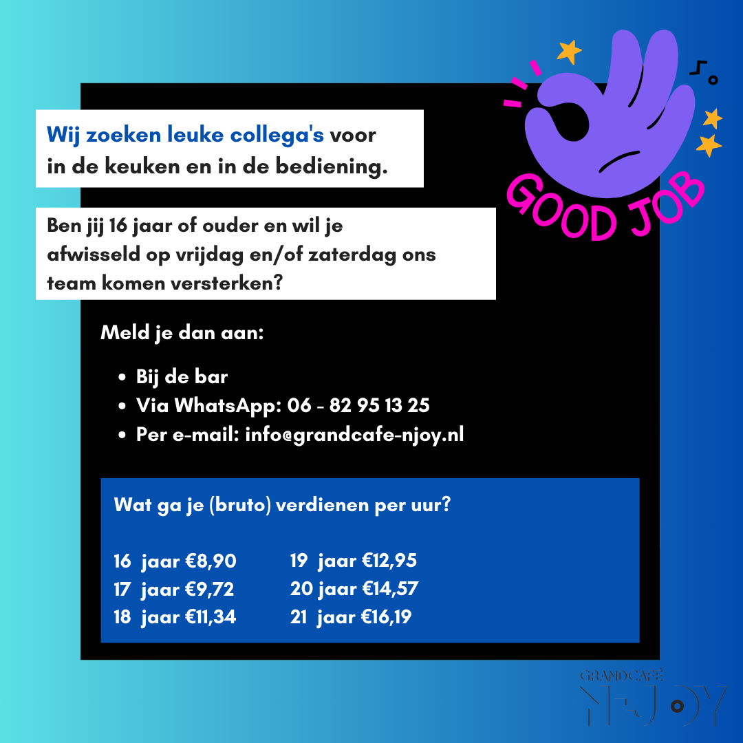 Vacature grandcafé N-Joy Nijverdal